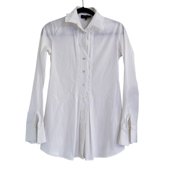 Jennifer Tattanelli Tops - Jennifer Tattanelli Women's White Pleated Long Sleeve Button Up Shirt Size 40 S